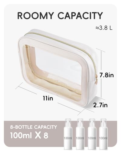 Clear Travel Toiletry makeup Bag 11" Large Organizer for Cosmetics Pouch - color: white-Large