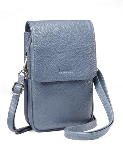befen Genuine Leather Crossbody Bags for Women, Cell Phone Cross body Purse Bag with RFID Blocking Card Slots - color: Light Blue
