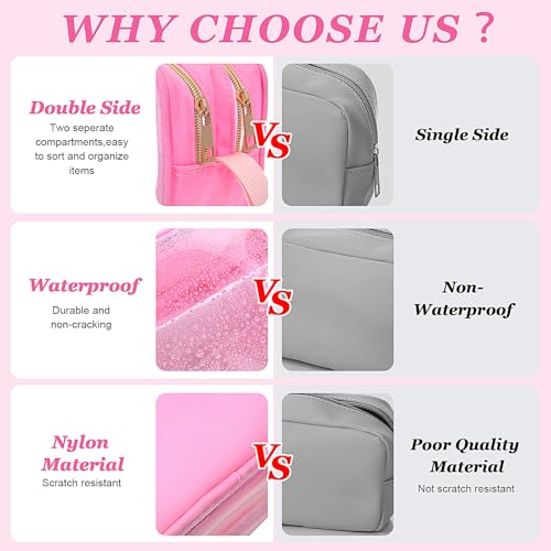 Weewooday Clear Makeup Bag Double Layer Sided Cosmetic Bag, Pink - color: Pink