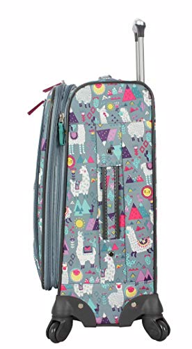 Lily Bloom Luggage Carry On Expandable Design Pattern Suitcase For Woman With Spinner Wheels (Llama Mama, 20in) - color: Llama Mama