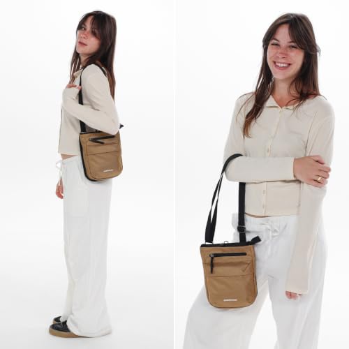 Sherpani Prima, RFID Anti-Theft Crossbody for Women - color: Brown Sand