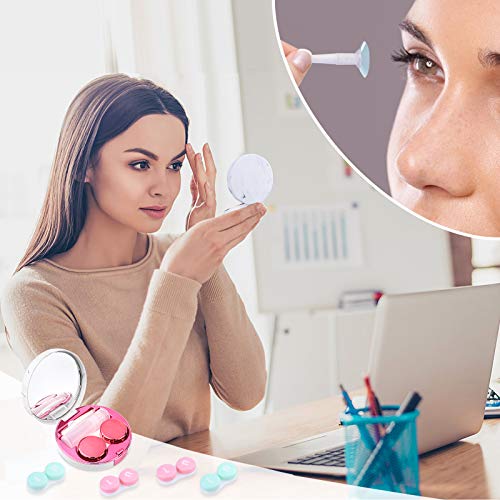 cauyuan Cute Contact Lens Case Portable Travel Box - color: D-Rose Red