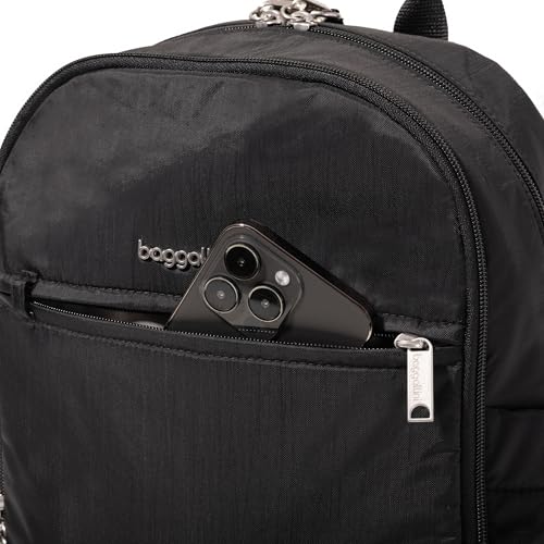 Securtex Anti-Theft Getaway Backpack - 9.4"x13"x5" Travel Safe Bag w/Locking Zippers, Slash-Resistant, RFID - color: Black