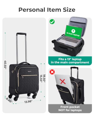 BAGSMART 16" Underseat Carry On Luggage Softside Suitcase, Navy Blue - color: Underseat-Dark Blue