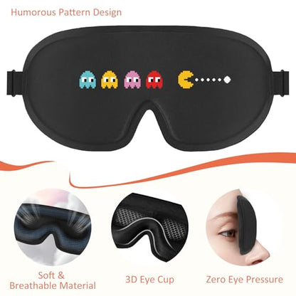 Funny 3D Zero Pressure Sleep Eye Mask for Men Women Side Sleeper, Adjustable Blackout Soft Breathable Eye Masks for Travel Nap Night Sleep, Funny Christmas Humorous Gift Stocking Stuffers - color: Game