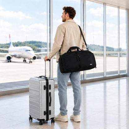 MIER Packable Travel Duffle Bag with Shoe Compartment, 50L, Black - color: Black, size: 50L