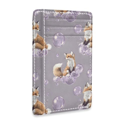 Bolaz Fox Dream Bubble Mini Front Pocket Wallet Credit Card Holder Slim RFID Blocking Sleeves for Men Women Credit Card Protector - color: Fox Dream Bubble