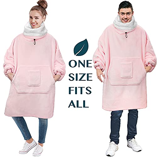 PAVILIA Wearable Blanket Hoodie Women Men, Oversized Hooded Sweatshirt - color: Pink, size: Fleece