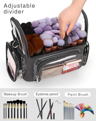 NAONAYA Makeup Brush Bag With 4 Mini Pouches Makeup Brush Holder - color: clear with 4 mini bags, size: S