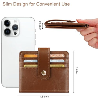 Small Wallets for Women Slim Minimalist Bifold Credit Card Holder - color: A Oil Brown