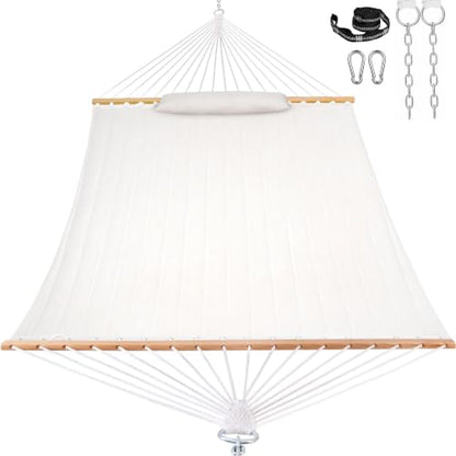 Lazy Daze 12 FT Sunbrella Quilted Hammock, Non-Fading Double Hammock - color: Cast Pumice