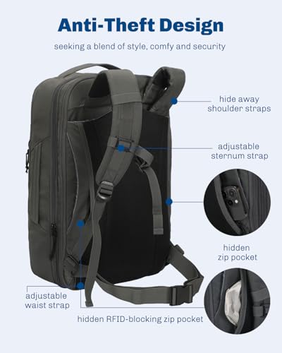 Hynes Eagle Travel Backpack TSA Personal Item Bag Flight Approved Dark Grey - color: Dark Grey