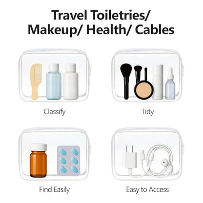 PACKISM TSA Approved Toiletry Bag - Clear Makeup Bag for Travel, White - color: Active White, size: Medium Set