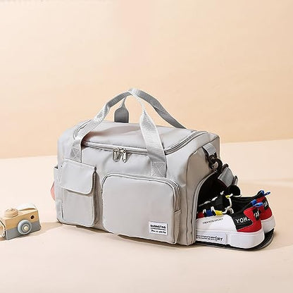 Small Gym Bag for Women, Travel Duffle Bag Carry On Weekender Bag with Shoe Compartment - color: 29#All Grey, style: Gym Bag&toiletry Bag