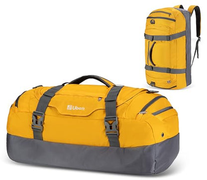 Ubon Convertible Duffel Backpack Weekender Gym Bag with Shoe Compartment - color: Yellow, size: 80L
