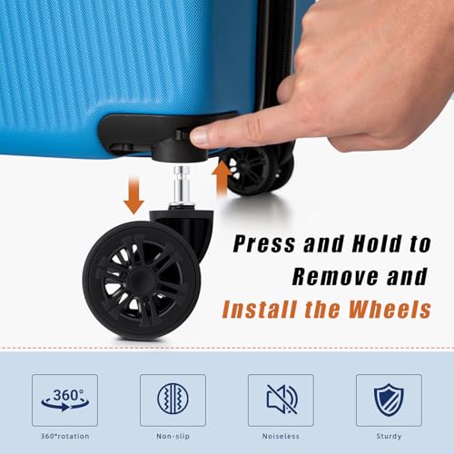 5 Piece Hardshell Luggage Set TSA Lock Spinner Wheels IceBlue - color: IceBlue, size: 5 piece