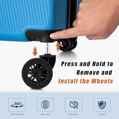 5 Piece Hardshell Luggage Set TSA Lock Spinner Wheels IceBlue - color: IceBlue, size: 5 piece