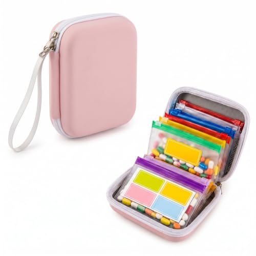 Waterproof Pill Pouch Organizer Pale Pink Travel Medicine Case