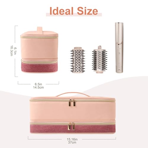 BAGCRAZY Travel Case for Shark FlexStyle & Dyson Airwrap, Pink and Crimson - color: Pink and Crimson