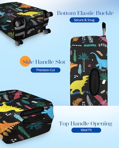 Slohif Luggage Cover for Suitcase Tsa Approved Protector - Dinosaur Luggage Sleeve Large Suit Case Cover Travel Stretch Baggage Case Protective Washable Fit 24-27 Inch - size: M-(24-27) Inch, style: Dinosaur