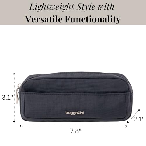 Long Pocket Cosmetic - Lightweight 7.8”x 3.1”x2.1” Makeup Bag - Travel Essentials Makeup Organizer - color: French Navy