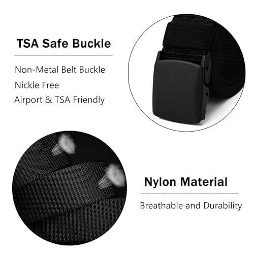 Mile High Life | Nylon Web Belt | Outdoor Military Belt | TSA Safe Buckle Plastic/Metal - color: Black-brown