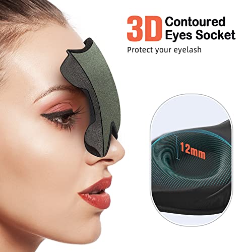 LitBear Sleep Mask for Side Sleeper Women Men, Eye Mask for Sleeping - color: Olive Green