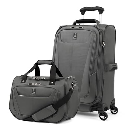 Travelpro Maxlite 5 Softside Carry-On & Tote 2-Piece Set, Grey, (Tote/21) | Expandable With 4 Spinner Wheels and Personal Item Size Underseat Bag, Lightweight Travel for Men & Women - color: Shadow Grey, size: 2-Piece Set (21/Tote)
