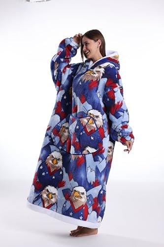 Capecage Long Wearable Blanket Hoodie with Big Pocket,Gift for Women or Men - color: Eagle