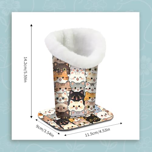 Plush Lined Eyeglasses Holder, Cute Glasses Stand for Women Kids - color: Multicolor Cats