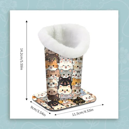 Plush Lined Eyeglasses Holder, Cute Glasses Stand for Women Kids - color: Multicolor Cats