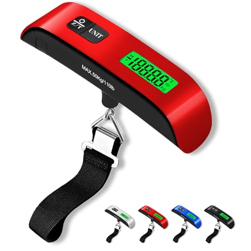 Luggage Scale, Portable Luggage Weight Scale 110lb/50kg with LED Display, Luggage Scale Travel Digital for Weighing Luggage, Backpacks, Fruits and Pets (Red)