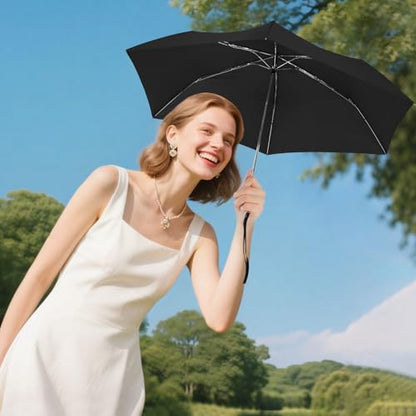 Travel Umbrella Compact Small Folding Windproof Lightweight for Women - color: 01.Black