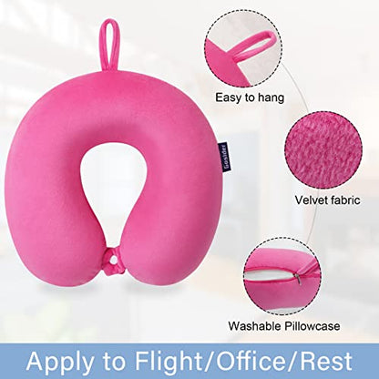 Travel Pillow, Memory Foam U Shape Neck Pillow, Deep Powder - color: Deep Powder