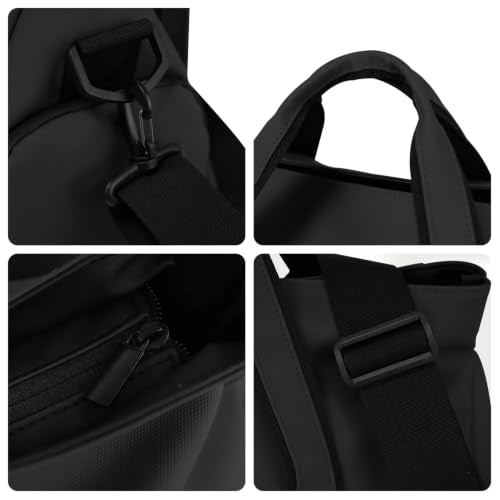 AMJ Travel Duffel Bag for Women Men, PU Leather Gym Bag with Detachable Shoulder Strap, Large Carry On Weekender Overnight Bag Tote - Black - color: Black