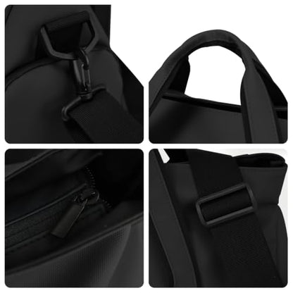 AMJ Travel Duffel Bag for Women Men, PU Leather Gym Bag with Detachable Shoulder Strap, Large Carry On Weekender Overnight Bag Tote - Black - color: Black