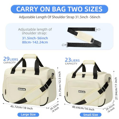 Underseat Carry On Luggage Bag, Lightweight Travel Tote Bag for Travel - color: Beige, size: 16IN