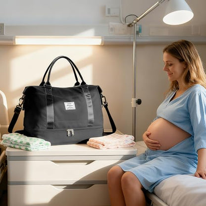 Travel Duffel Weekender Bag Women Tote Carry On Bags With Shoe Compartment - color: A-Black, size: M