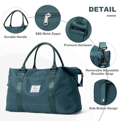 Travel Duffel Bags for Women,Carry-On Weekender Overnight Bag - color: Peacock Blue, size: Extra Large