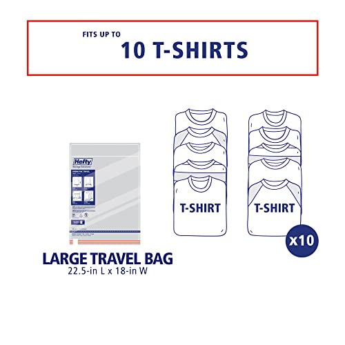 Hefty Shrink-Pak Large Travel Bags - Airtight Storage Bags for Maximum Space Saving, Travel Essentials, Ideal for Packing, Durable, Reliable Compression with Sealed Protection - size: 6 Large Travel Bags