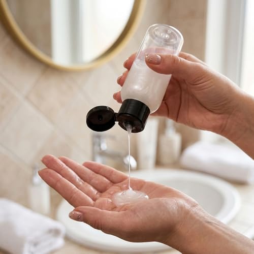 6 Pcs 3.4oz/100ml Travel Size Bottles for Toiletries, Black Lid - color: Black Lid, size: 100ml