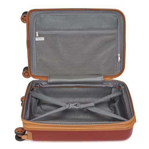 Kono Carry On Luggage 22x14x9 Expandable 20Inch Hardshell TSA Lock Burgundy - color: Burgundy, size: Carry-on 20-inch