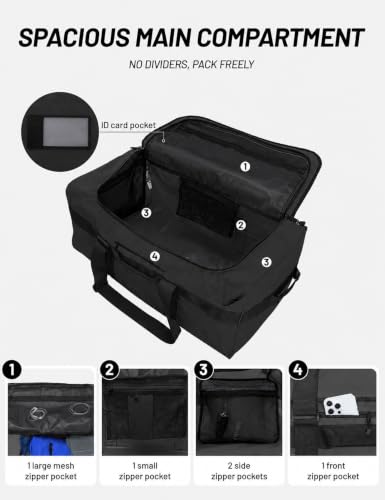 MIER 40L/60L/90L Water Resistant Backpack Duffel, Heavy Duty Duffle Bags - color: Black, size: 60l
