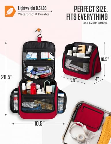 VENTURE 4TH Hanging Travel Toiletry Bag, 18 Compartments - Red - color: Red