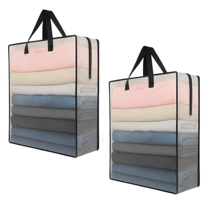 GONGKANGYUAN 2 Pack Clear Storage Bags with Zipper and Handles – Blanket Bags for Closet Storage, Moving & College Packing – Underbed Organizer for Clothes, Pillows, Bedding, Christmas Wreaths