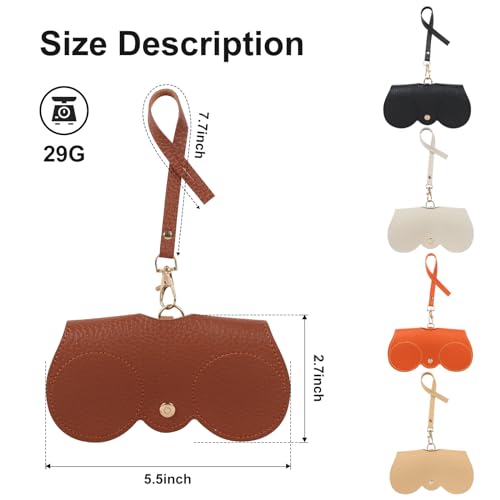 Soft Leather Sunglasses Bag, Portable Leather Glasses Case Holder Sunglasses Pouch, glasses Organizer Bag with Strap - color: Black+orange+gray
