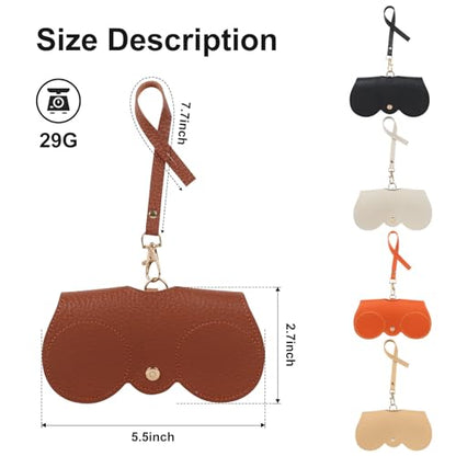 Soft Leather Sunglasses Bag, Portable Leather Glasses Case Holder Sunglasses Pouch, glasses Organizer Bag with Strap - color: Gray