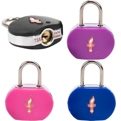 Safe Skies 4-Pack 4-Color Family TSA Luggage Key Lock - color: TS003F4