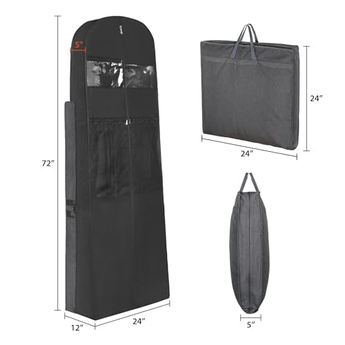 Univivi Portable Bridal Garment Bags for Gowns Long, 72 Inch, Grey - color: Grey