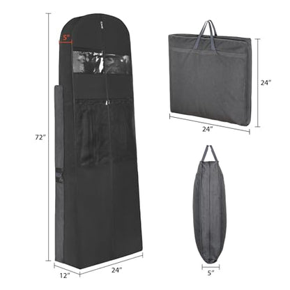 Univivi Portable Bridal Garment Bags for Gowns Long, 72 Inch, Grey - color: Grey